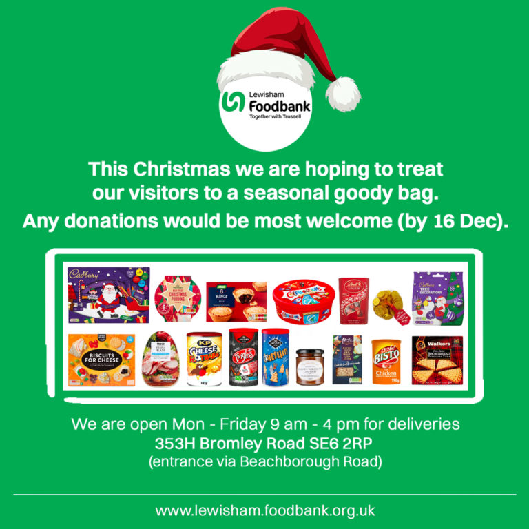 Christmas 2024 Goodie Bag wishlist Lewisham Foodbank